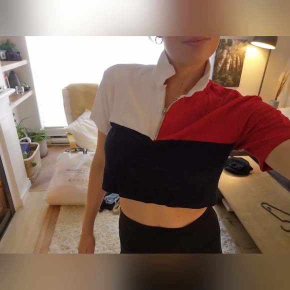 Cropped block colour collar shirt - Picture 4 of 4